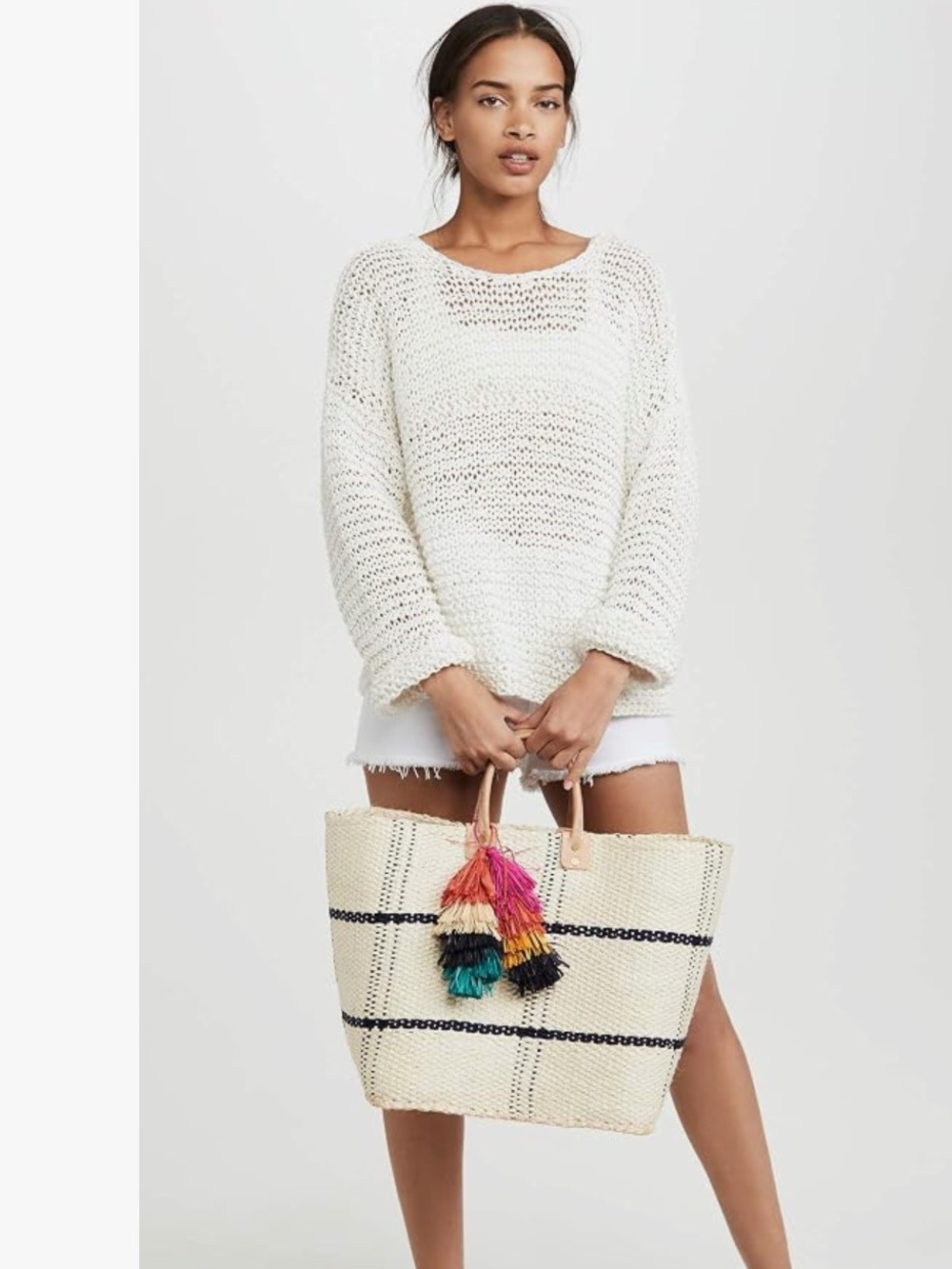 Mikoh Mehetia Long Sleeve Knit sweater in Bone